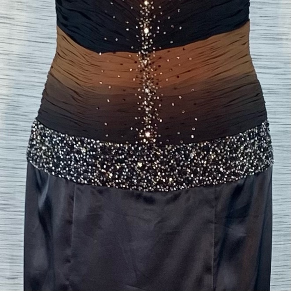 Alyce Designs Black and Brown with Leopard Print Asymmetrical Dress - Picture 6 of 15